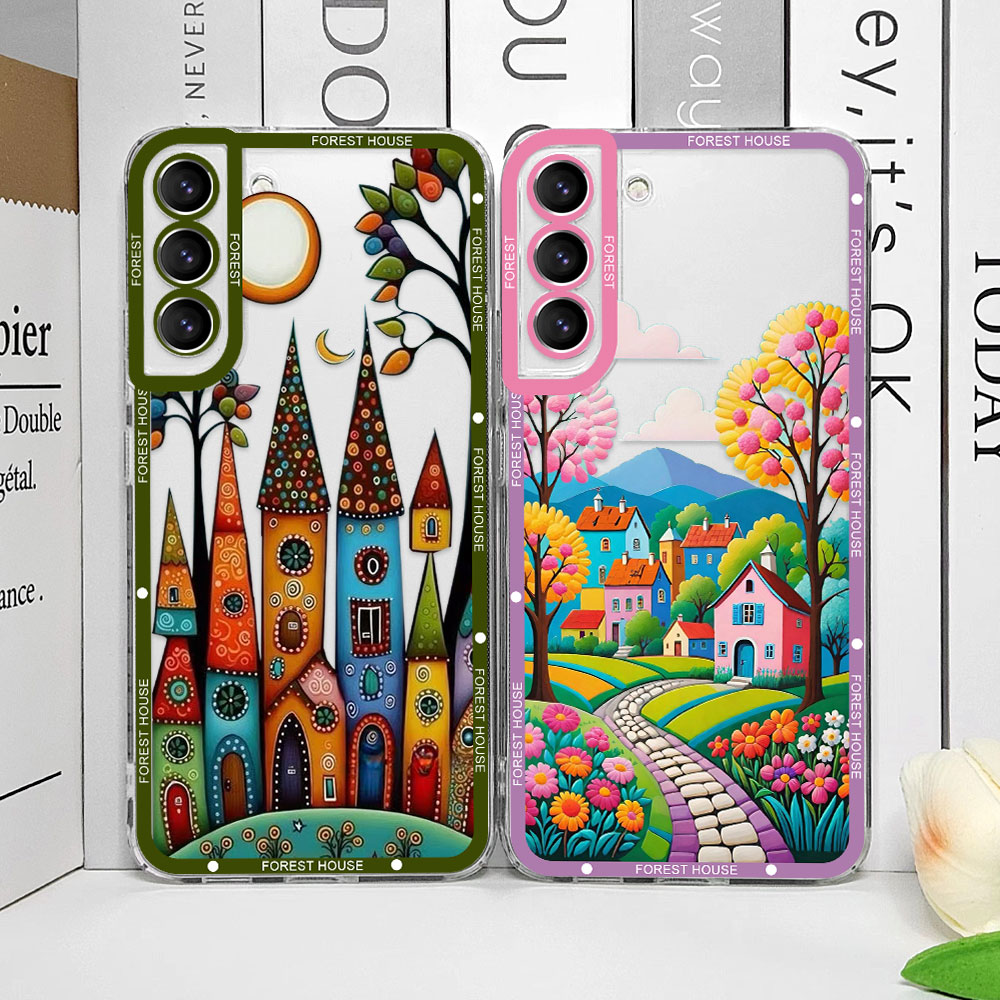 Phone Cases Burga - Pintado à mão floresta casa clara