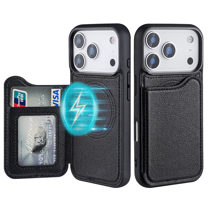 Phone Cases That Hold Cards - Para magsafe magnético flip couro carteira