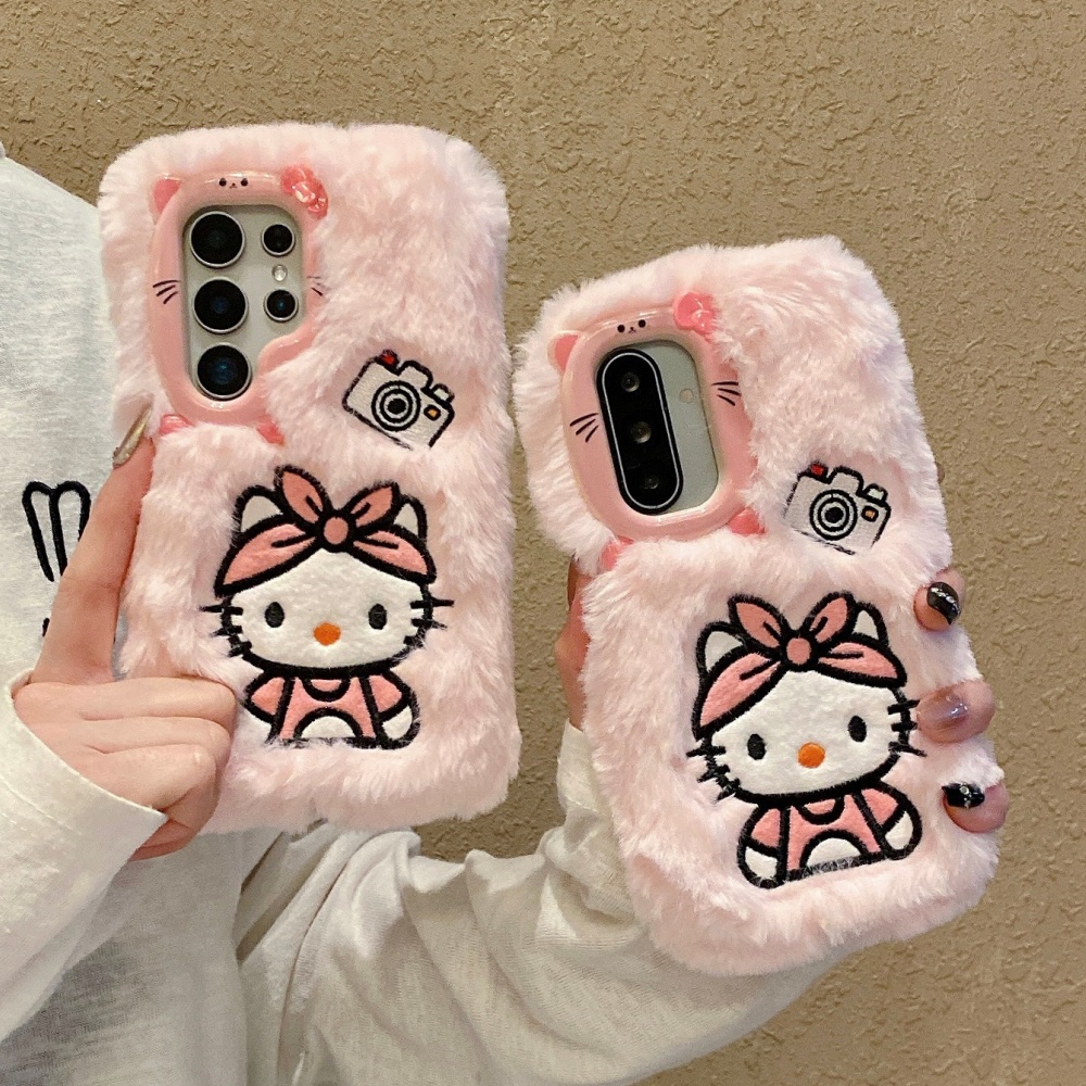 Phone Cases With Camera Cover - Bonito câmera 3d de pelúcia kt