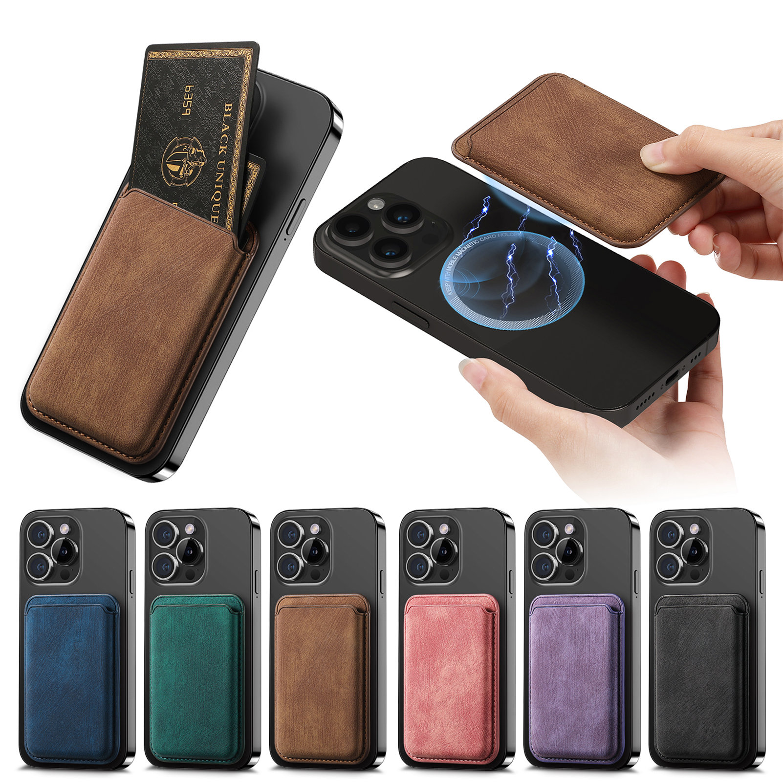 Bolsa de cartão de couro pu re - Phone Cases That Hold Cards avaliação e preço