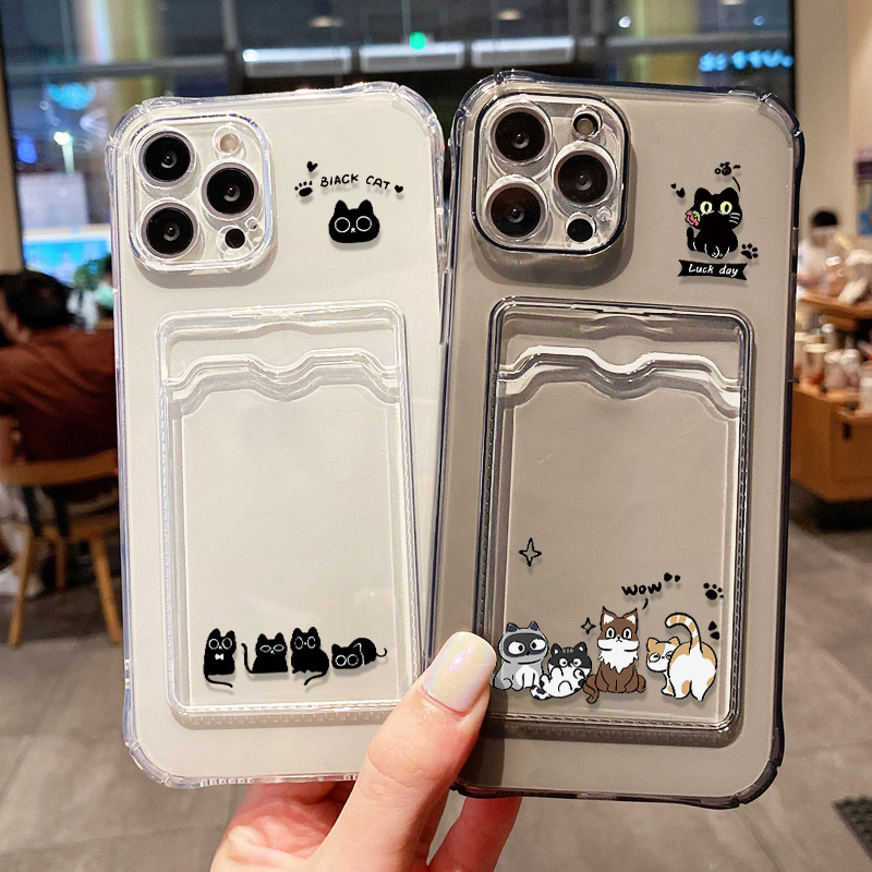 Bonito gato preto caso de tele - Phone Cases That Hold Cards avaliação e preço