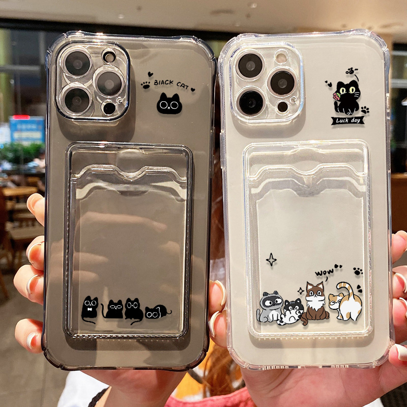Bonito gato preto caso de tele - Phone Cases That Hold Cards avaliação e preço
